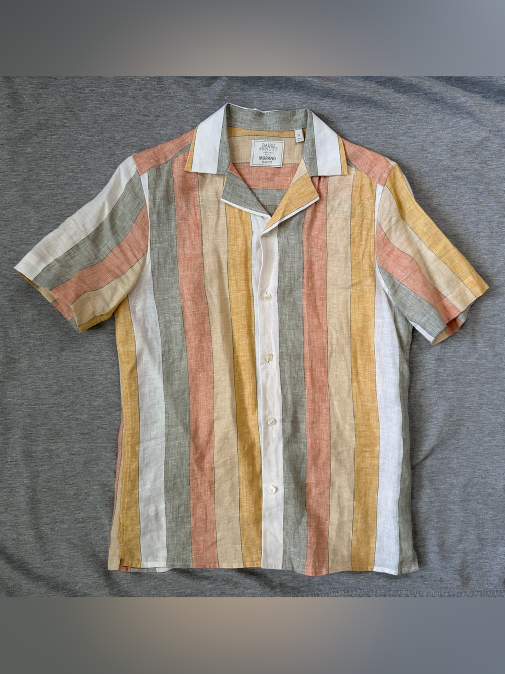 Casual Striped Linen-Blend Short Sleeve Shirt - Multicolor